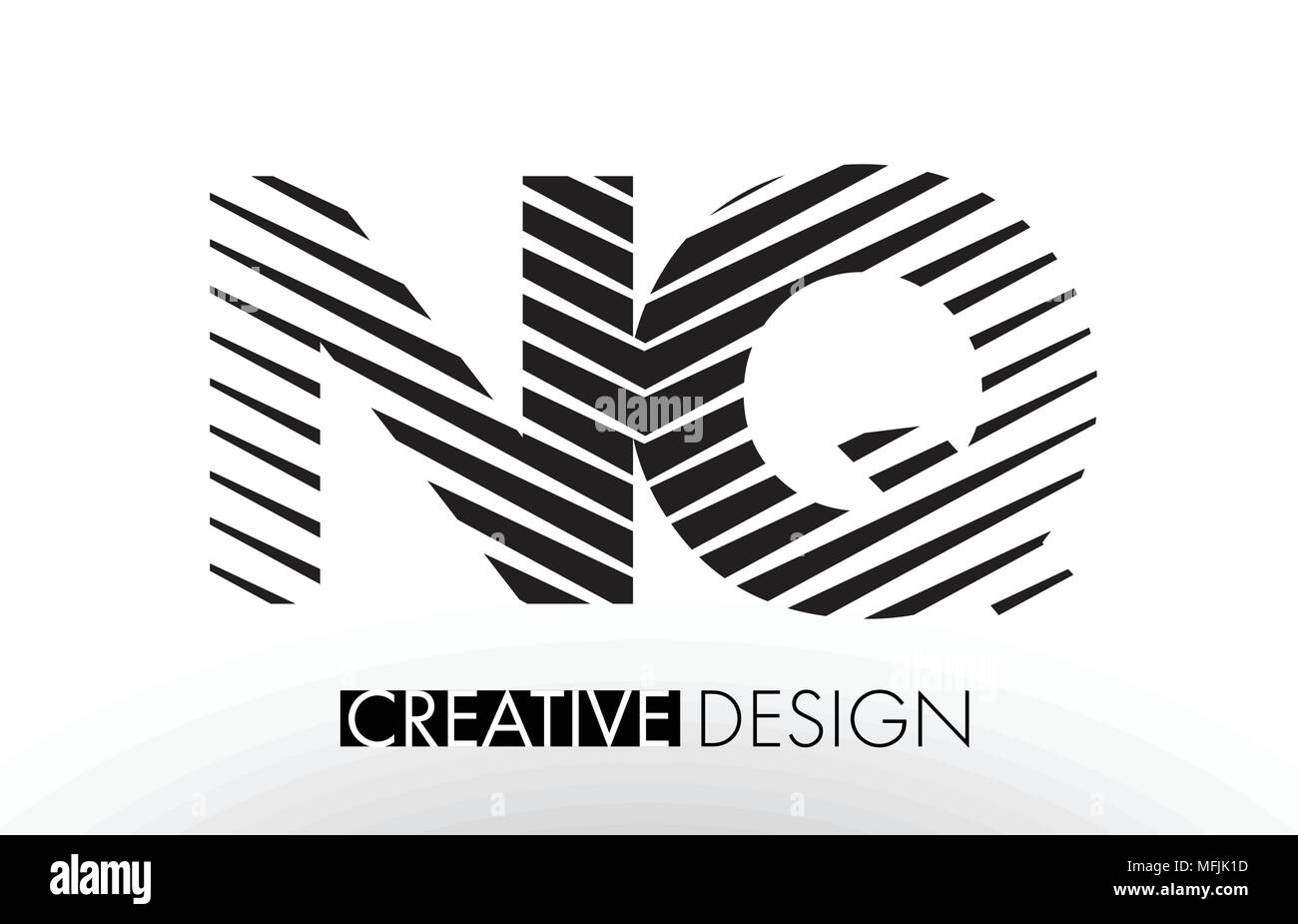 NQ N Q Lettera di linee di design con elegante Creative Zebra illustrazione vettoriale. Illustrazione Vettoriale