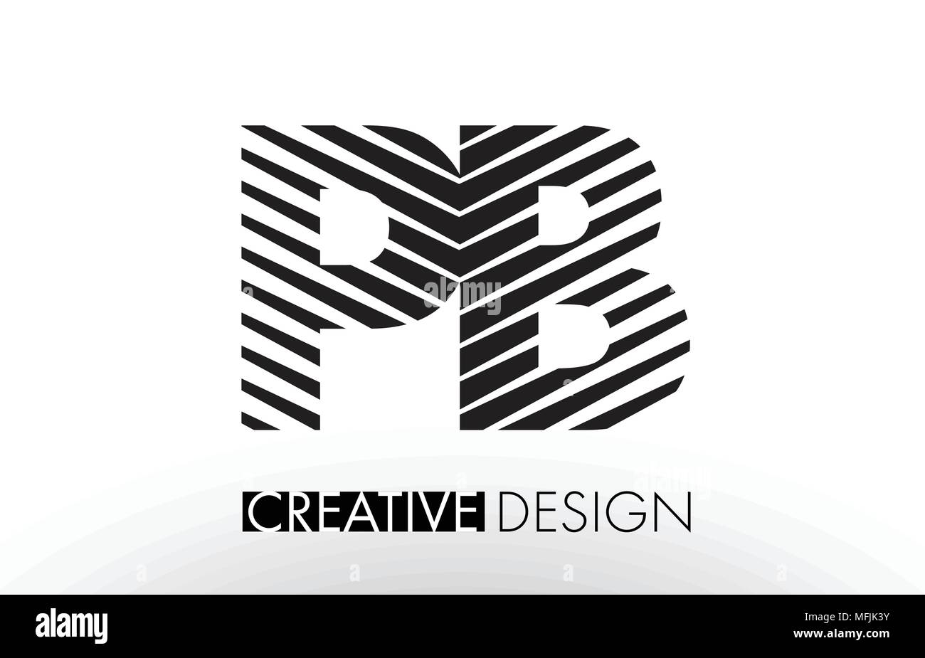 PB P B Lettera di linee di design con elegante Creative Zebra illustrazione vettoriale. Illustrazione Vettoriale