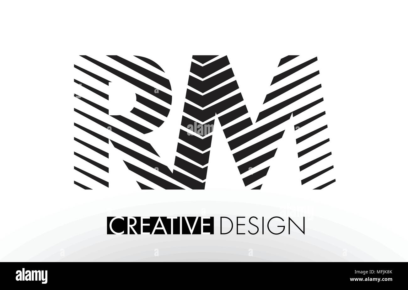 RM R M linee Lettera con design elegante Creative Zebra illustrazione vettoriale. Illustrazione Vettoriale