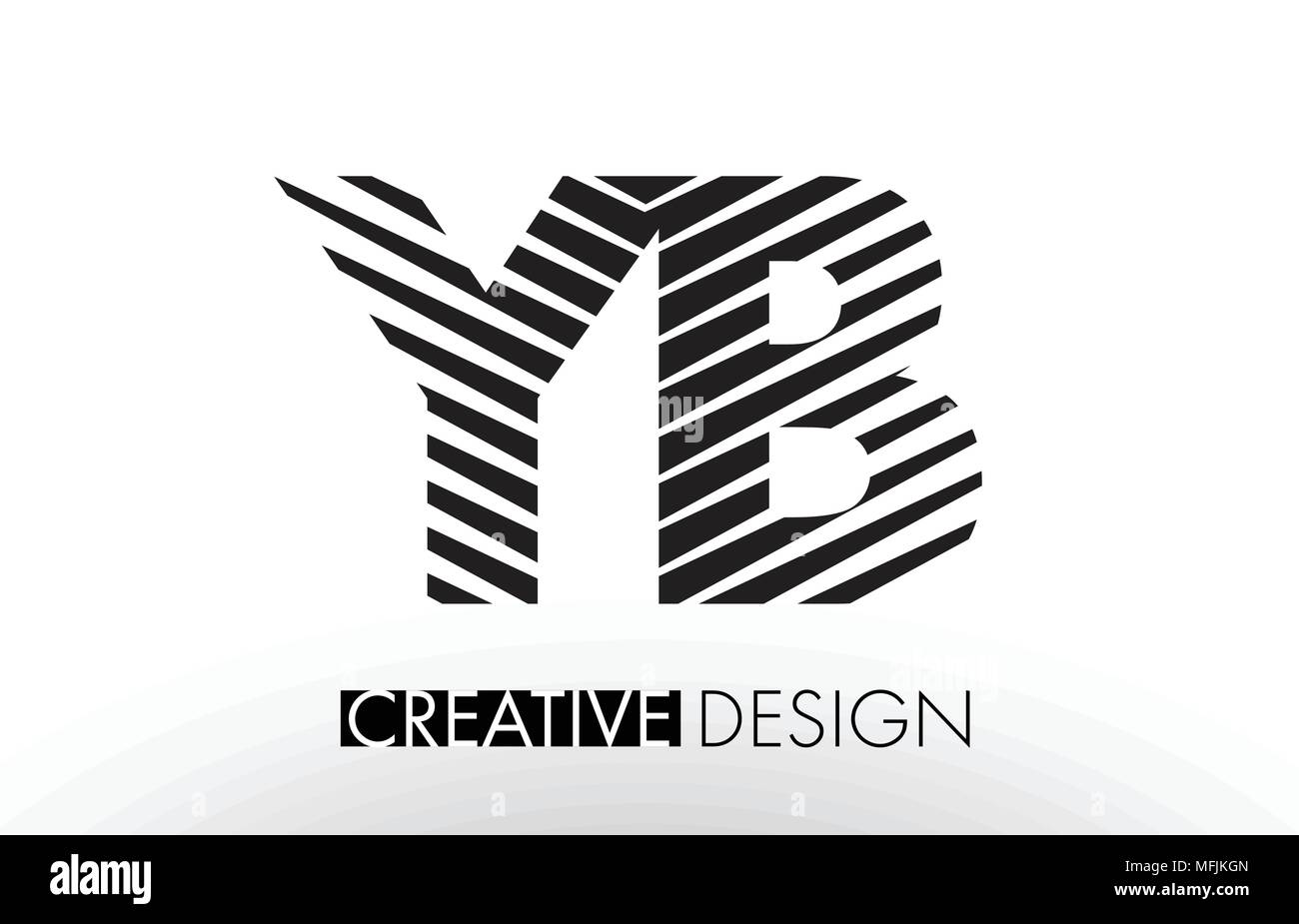 YB Y B Lettera di linee di design con elegante Creative Zebra illustrazione vettoriale. Illustrazione Vettoriale