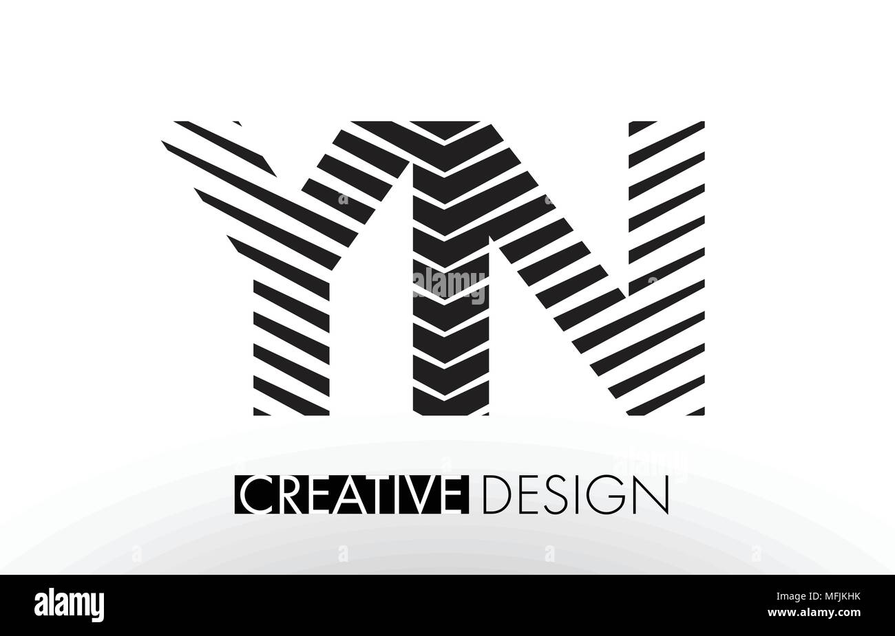 YN Y N linee Lettera con design elegante Creative Zebra illustrazione vettoriale. Illustrazione Vettoriale