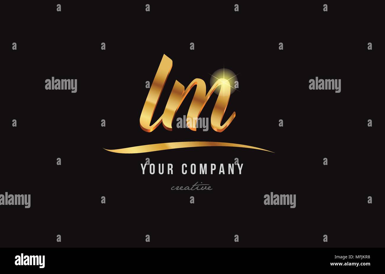 Oro golden lettere dell'alfabeto lm l m combinazione di logo design adatto per una società o business Illustrazione Vettoriale