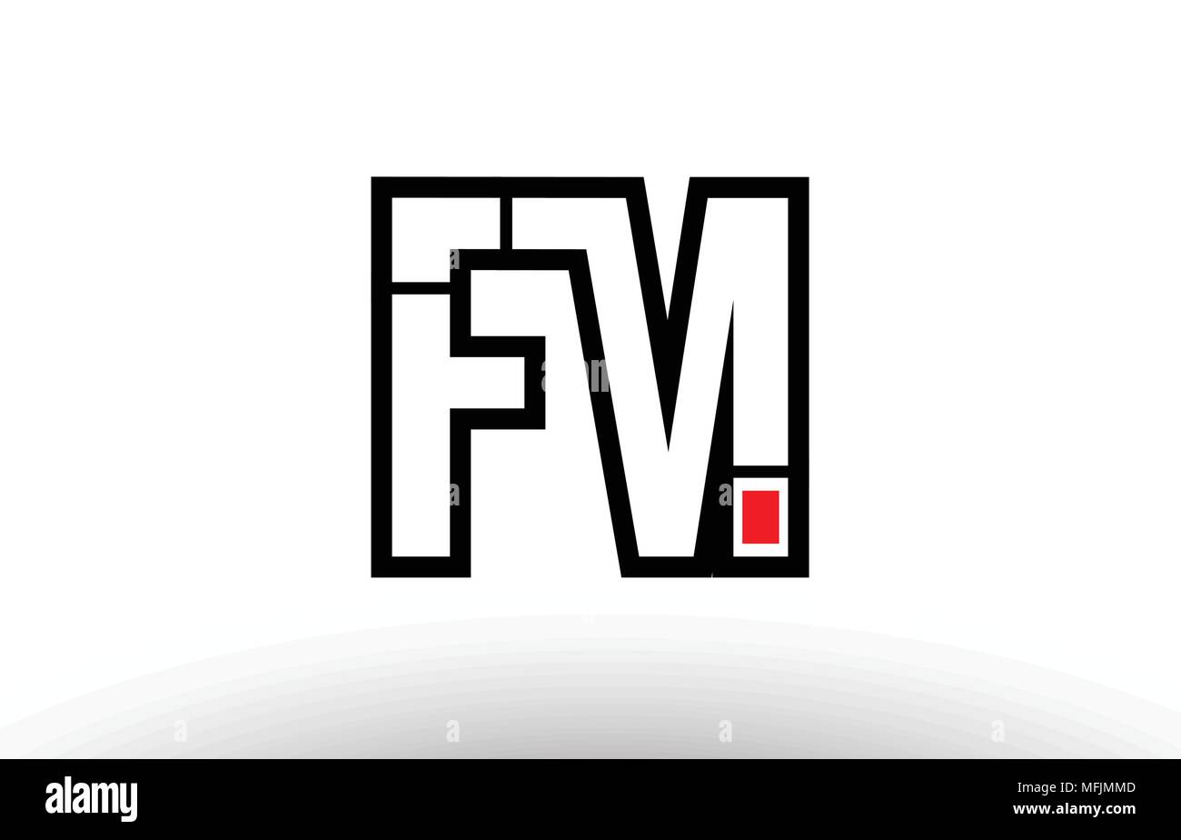Bianco e nero alfabeto lettera fm f m combinazione di logo design adatto per una società o business Illustrazione Vettoriale