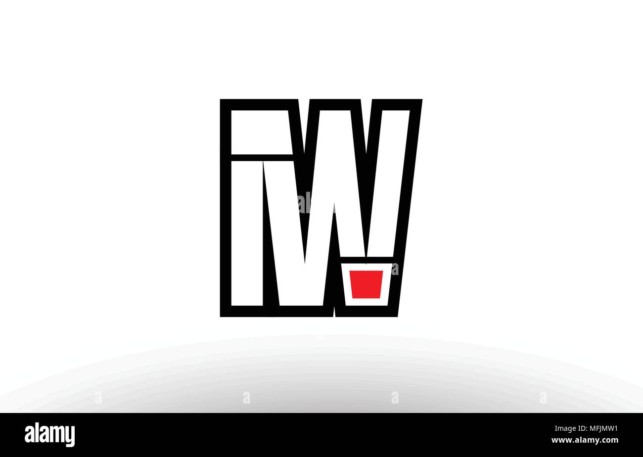 Bianco e nero lettera alfabeto iw i w combinazione di logo design adatto per una società o business Illustrazione Vettoriale