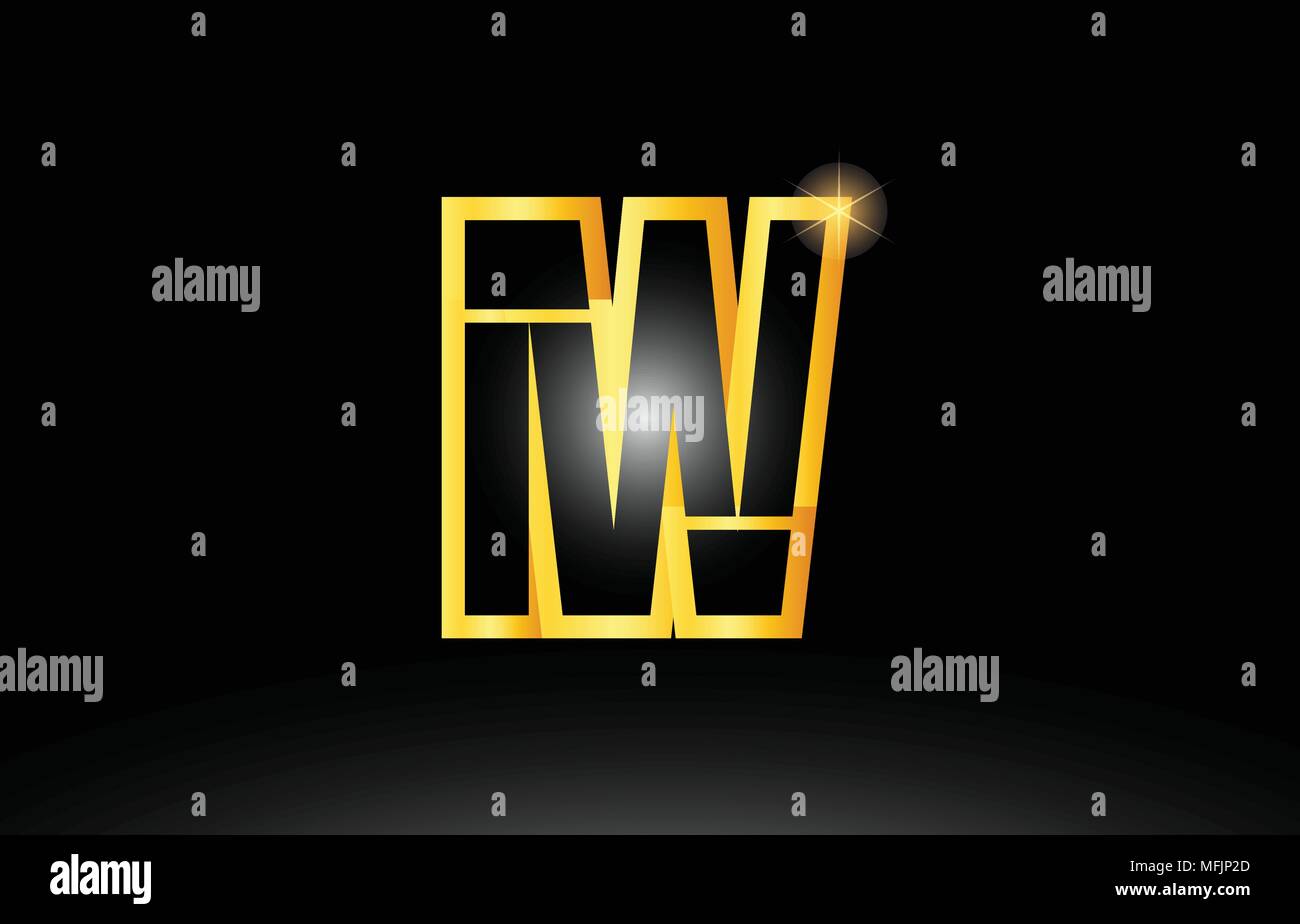 L'oro nero lettera alfabeto iw i w combinazione di logo design adatto per una società o business Illustrazione Vettoriale