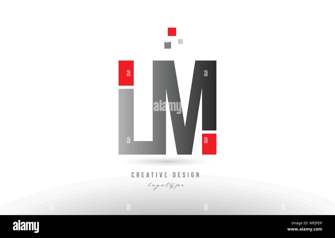 Grigio Rosso lettere dell'alfabeto lm l m combinazione di logo design adatto per una società o business Illustrazione Vettoriale