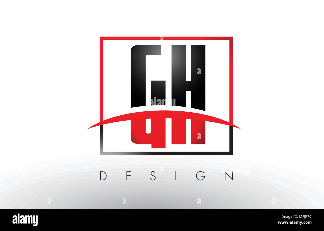 GH G H lettere del logo con il rosso e il nero i colori e Swoosh. Creative Design lettera vettore. Illustrazione Vettoriale