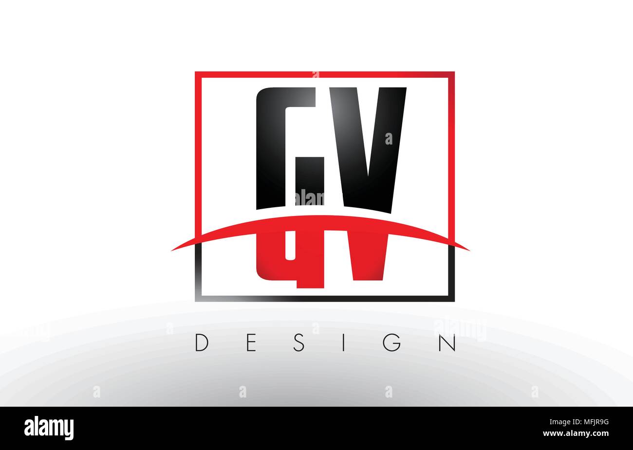GV G Logo V lettere con il rosso e il nero i colori e Swoosh. Creative Design lettera vettore. Illustrazione Vettoriale