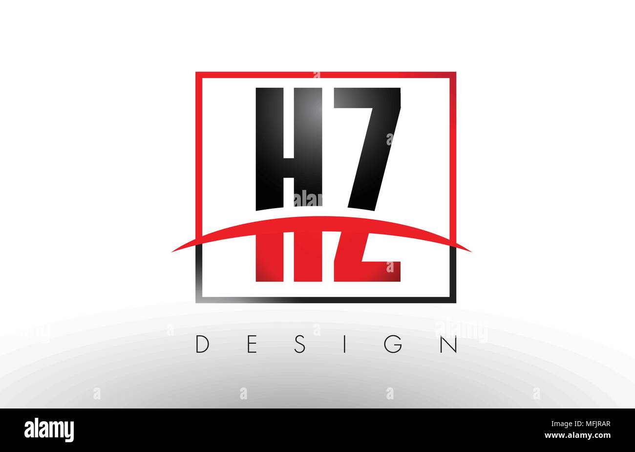 HZ H Logo Z lettere con il rosso e il nero i colori e Swoosh. Creative Design lettera vettore. Illustrazione Vettoriale