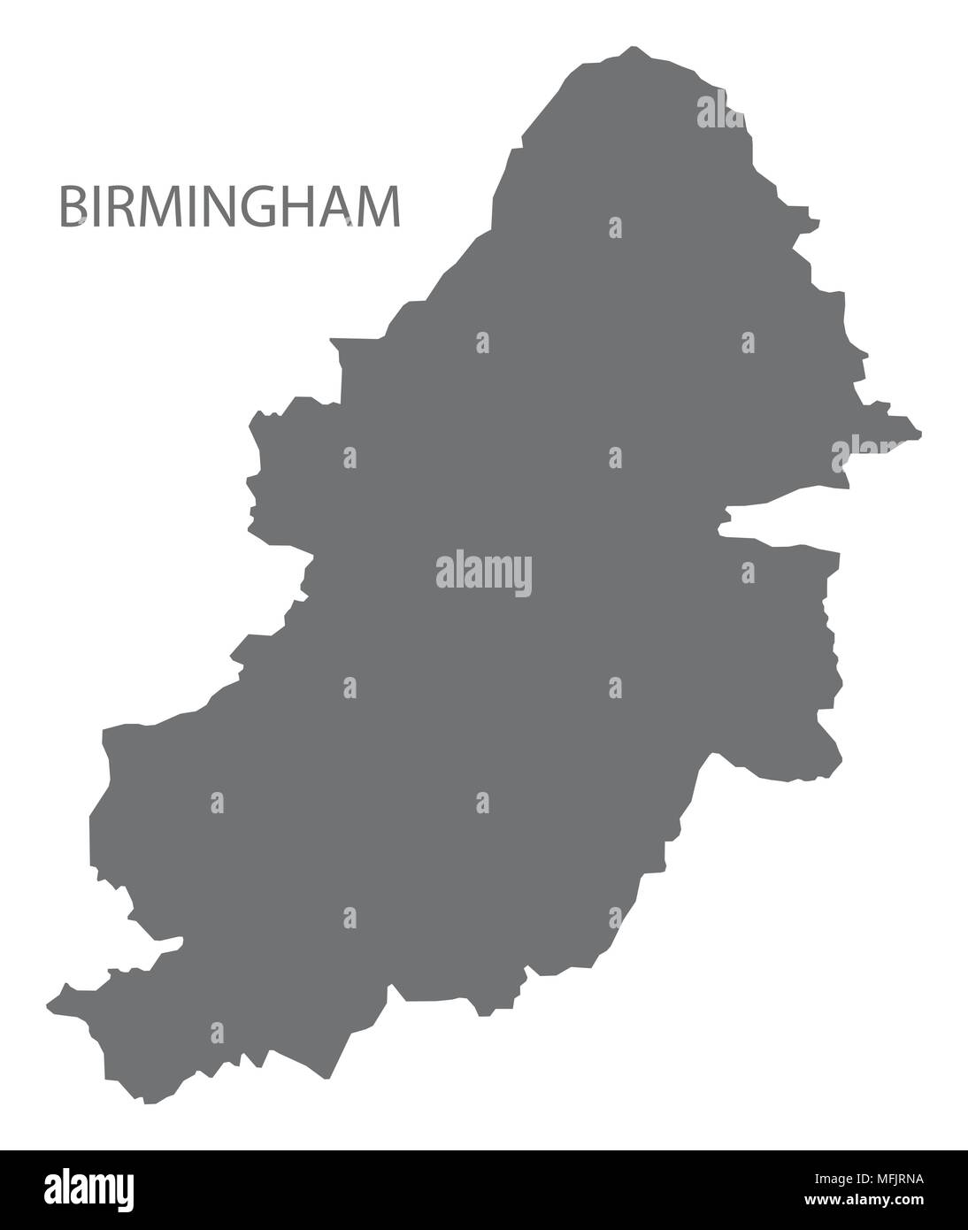 Birmingham City mappa illustrazione grigio forma silhouette Illustrazione Vettoriale