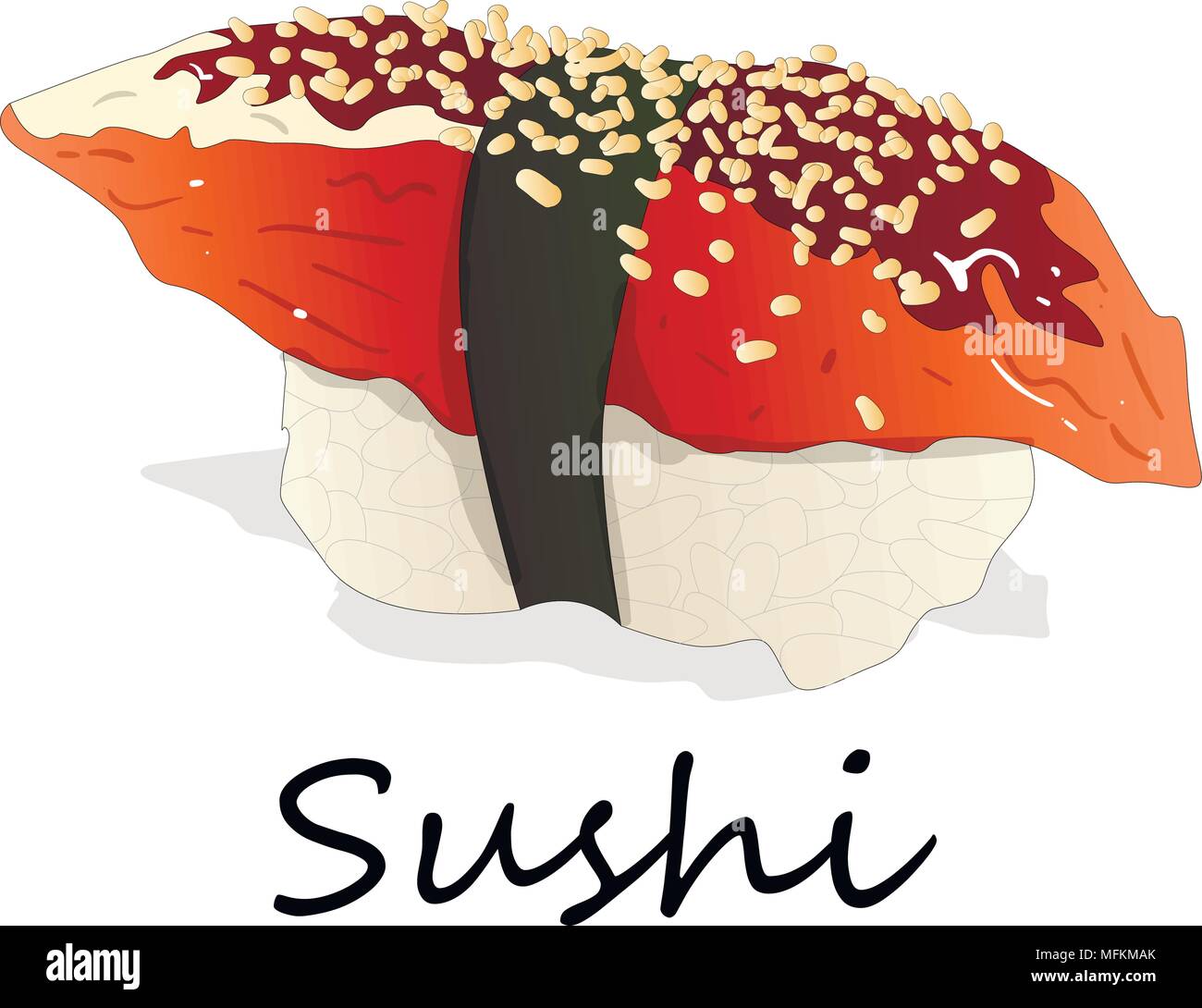 Il nigiri sushi illustrazione su uno sfondo bianco isolato Illustrazione Vettoriale