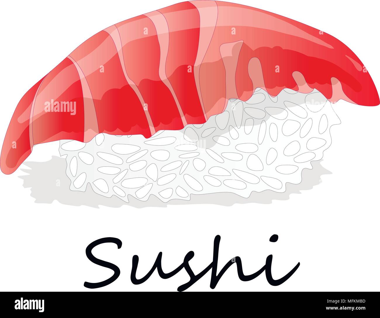 Il nigiri sushi illustrazione su uno sfondo bianco isolato Illustrazione Vettoriale