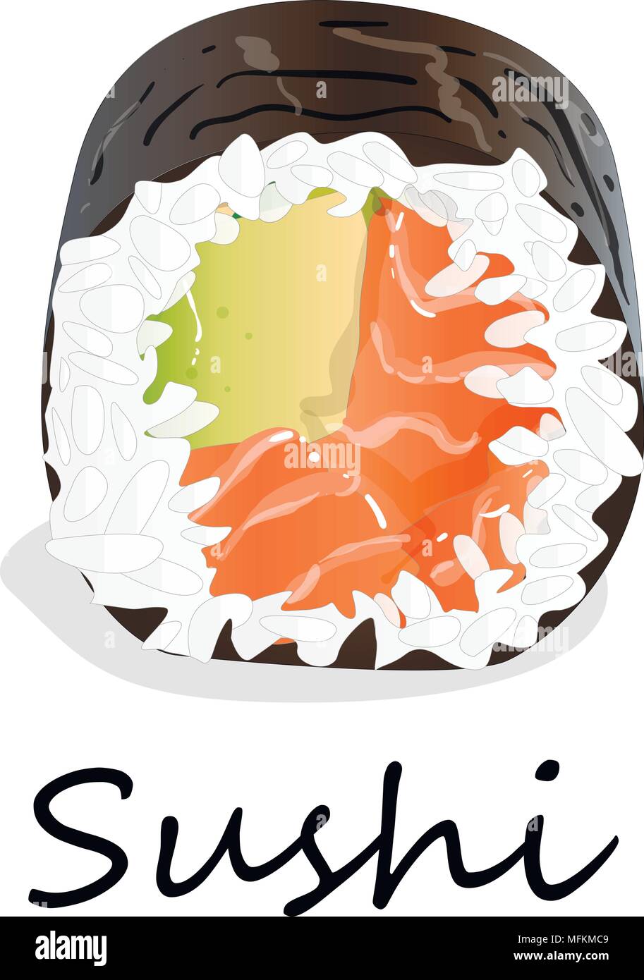 Il nigiri sushi illustrazione su uno sfondo bianco isolato Illustrazione Vettoriale