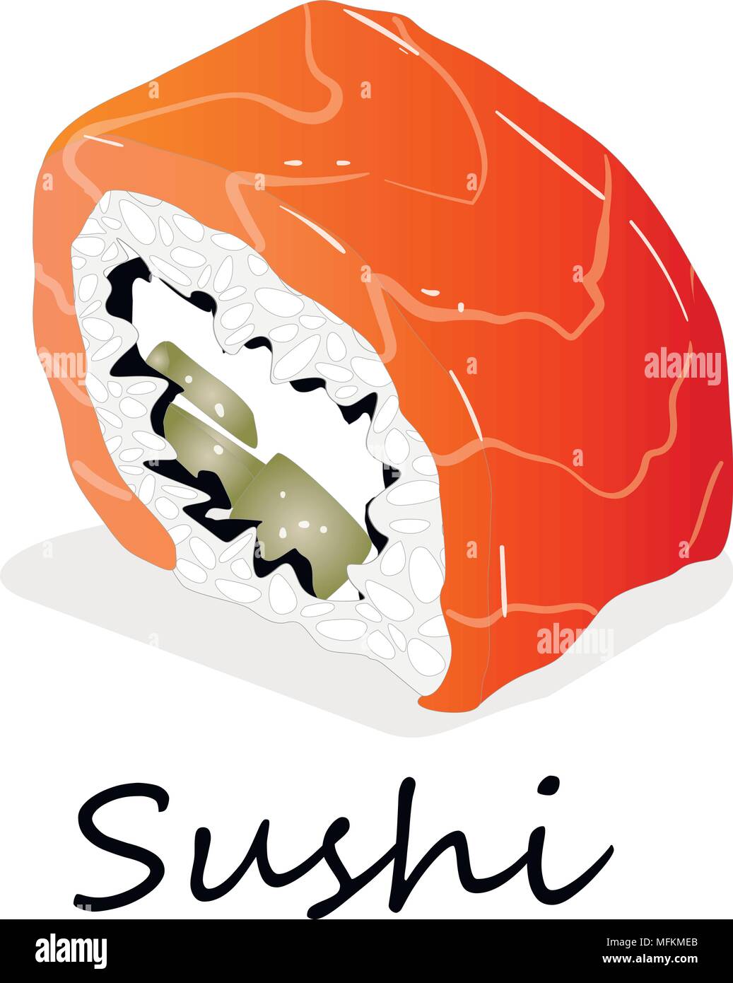 Il nigiri sushi illustrazione su uno sfondo bianco isolato Illustrazione Vettoriale