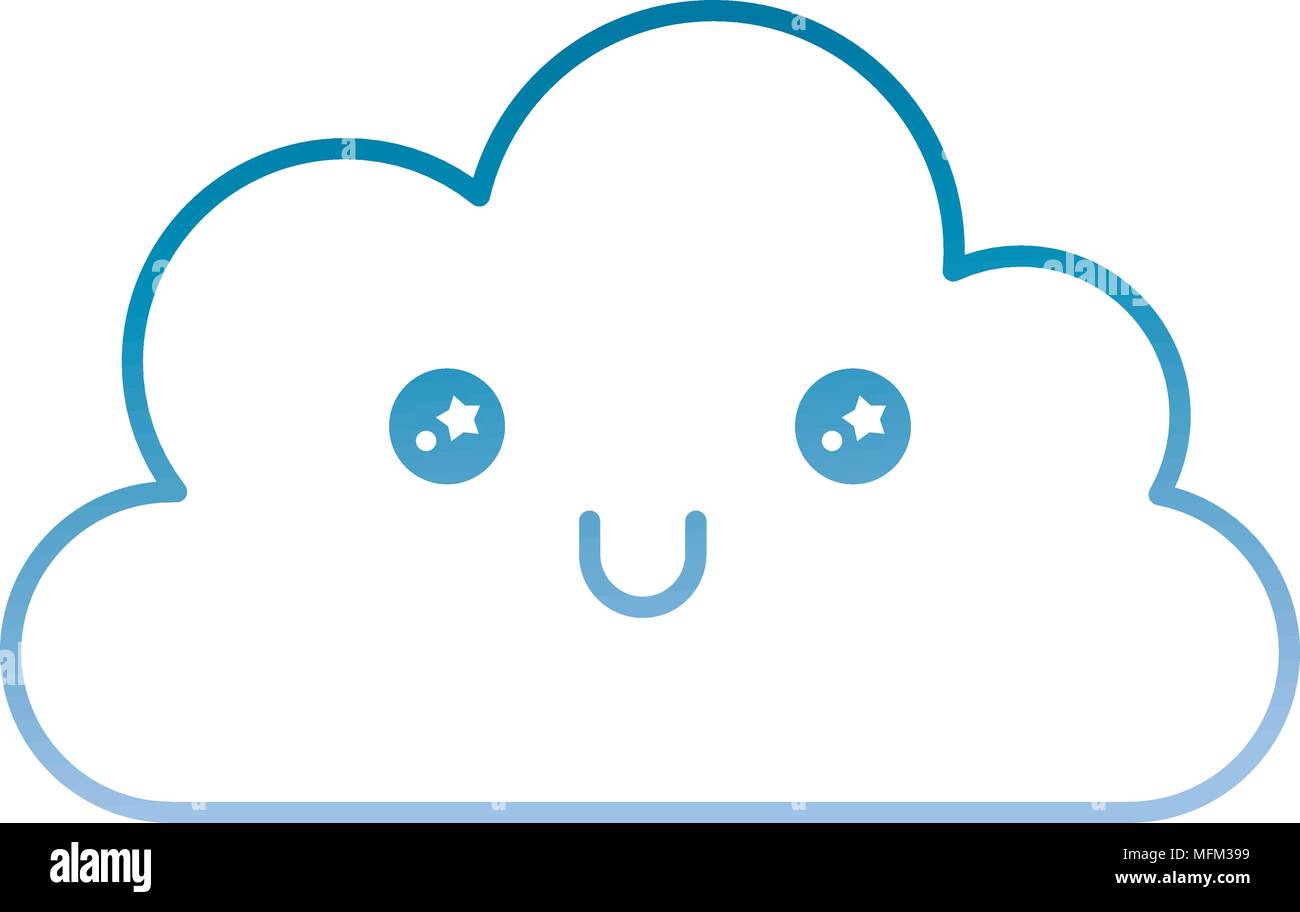 Kawaii cloud happy cartoon sorridente Illustrazione Vettoriale