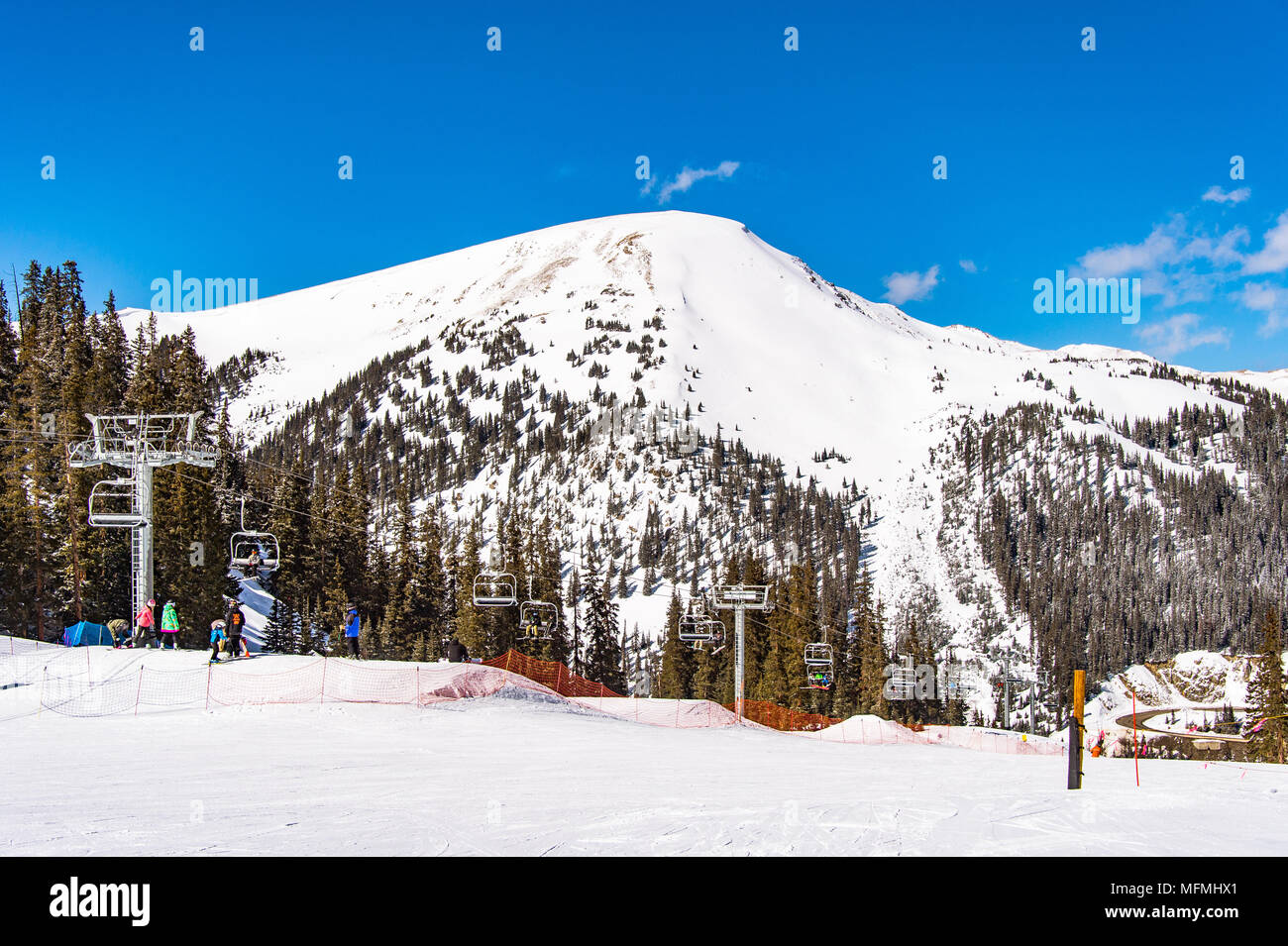 Arapahoe Basin coperto di neve in Colorado, Stati Uniti Foto Stock