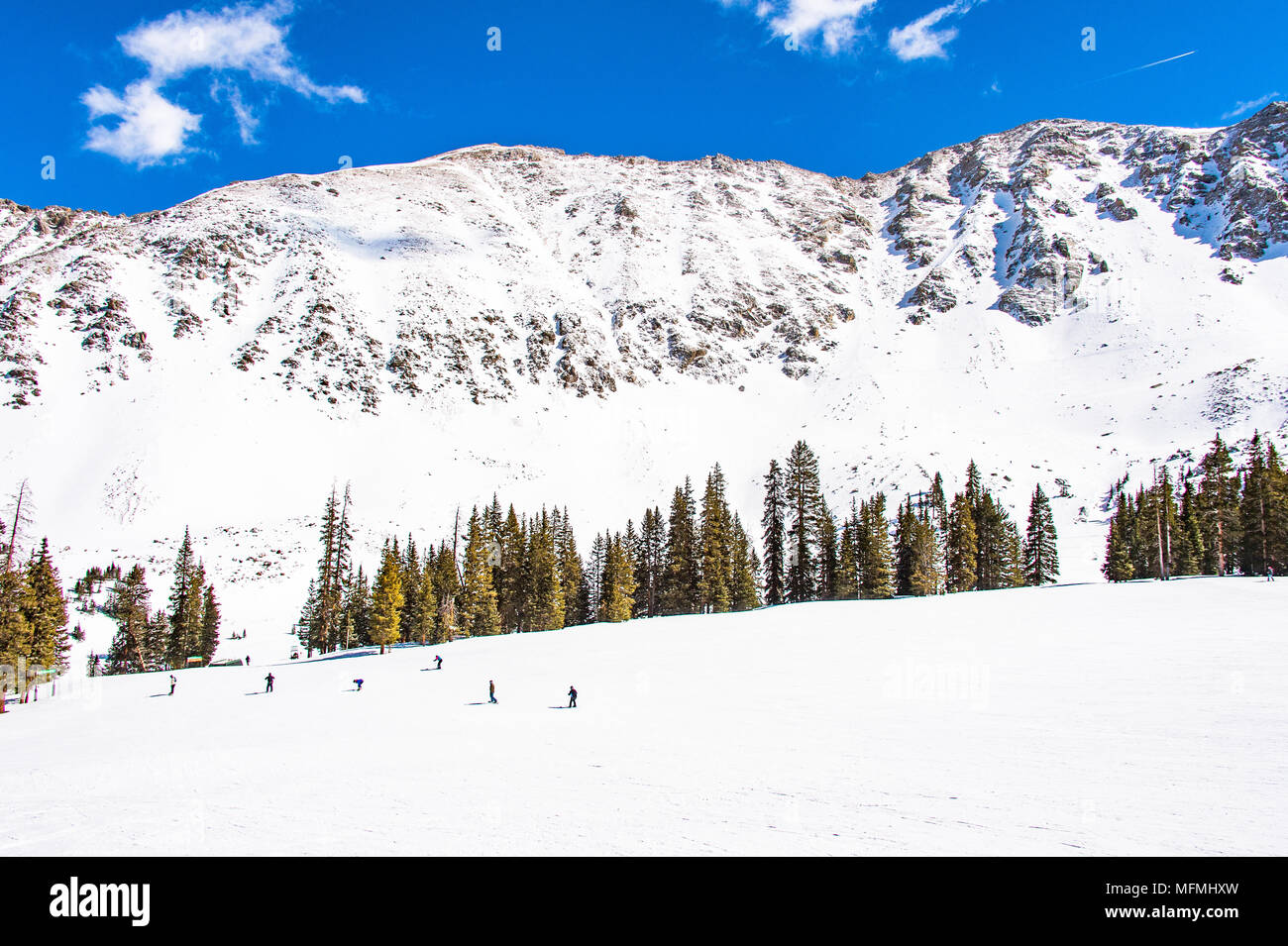 Arapahoe Basin coperto di neve in Colorado, Stati Uniti Foto Stock