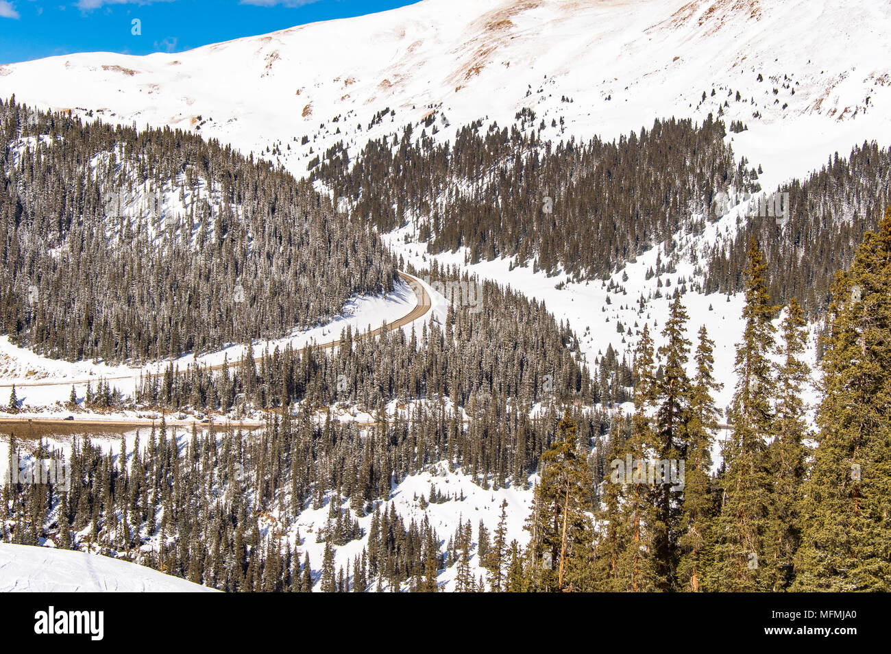 Arapahoe Basin coperto di neve in Colorado, Stati Uniti Foto Stock