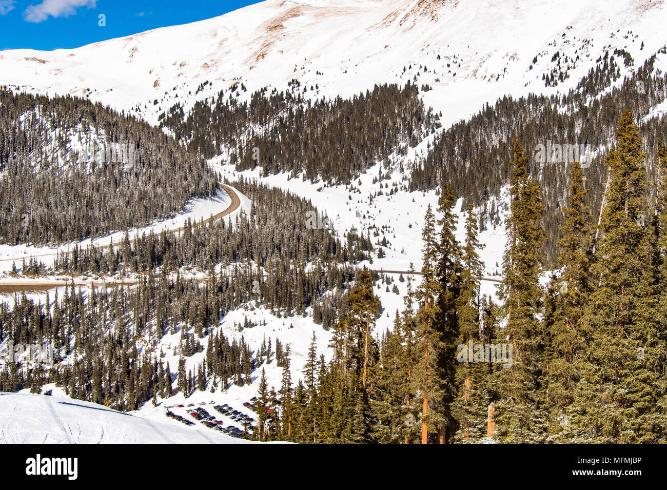 Arapahoe Basin coperto di neve in Colorado, Stati Uniti Foto Stock