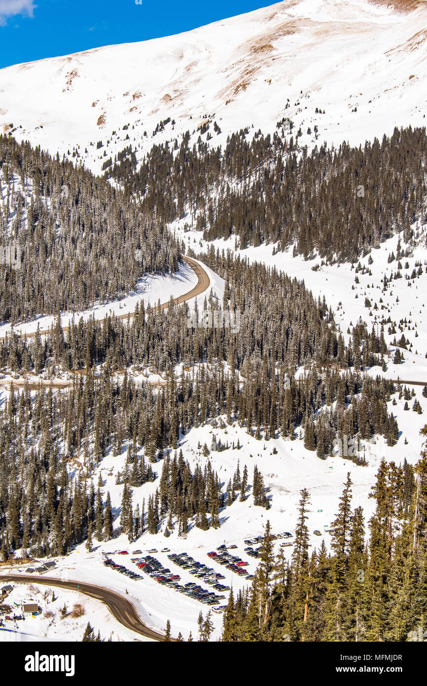Arapahoe Basin coperto di neve in Colorado, Stati Uniti Foto Stock