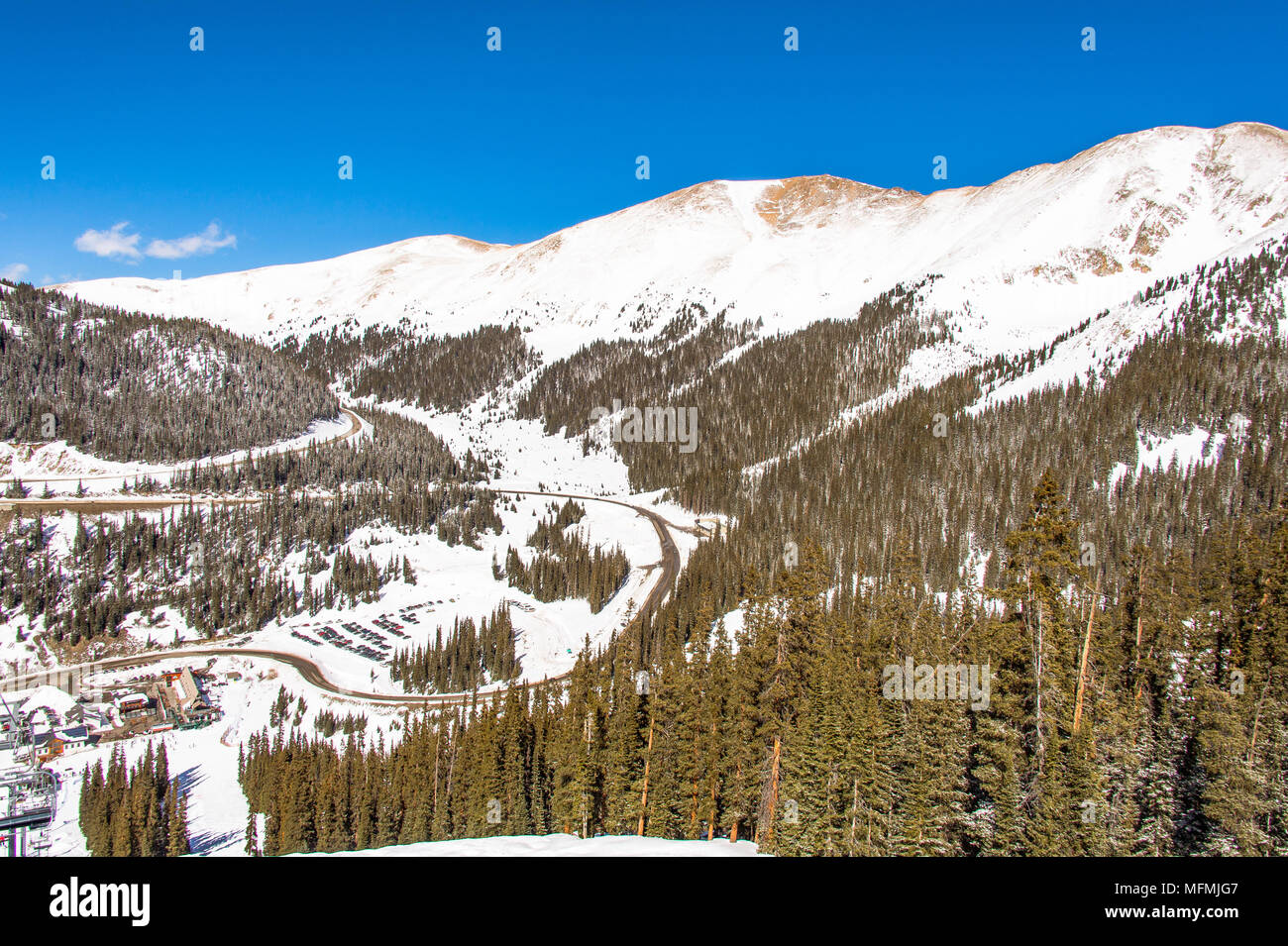 Arapahoe Basin coperto di neve in Colorado, Stati Uniti Foto Stock
