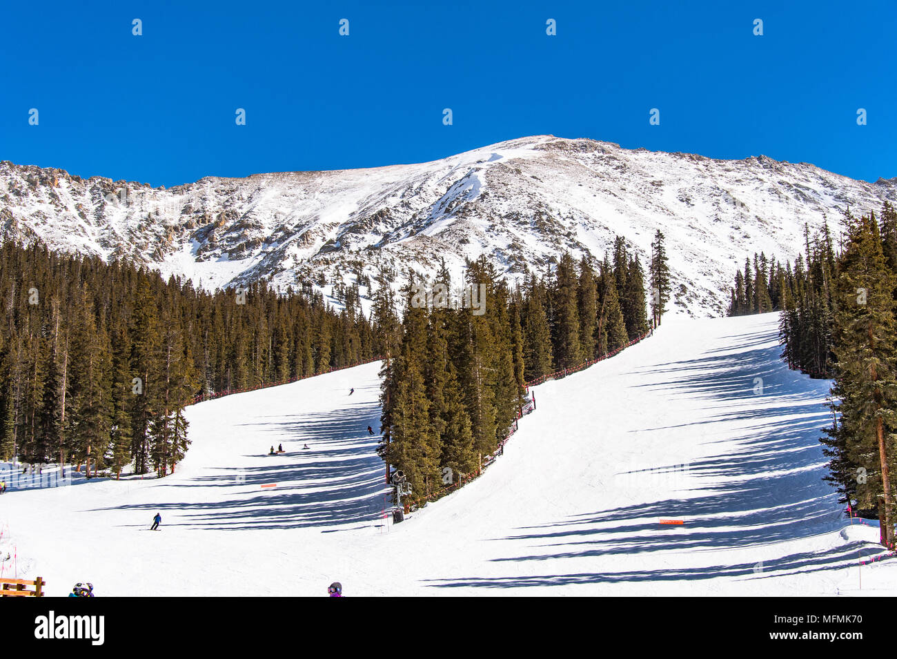 Arapahoe Basin coperto di neve in Colorado, Stati Uniti Foto Stock