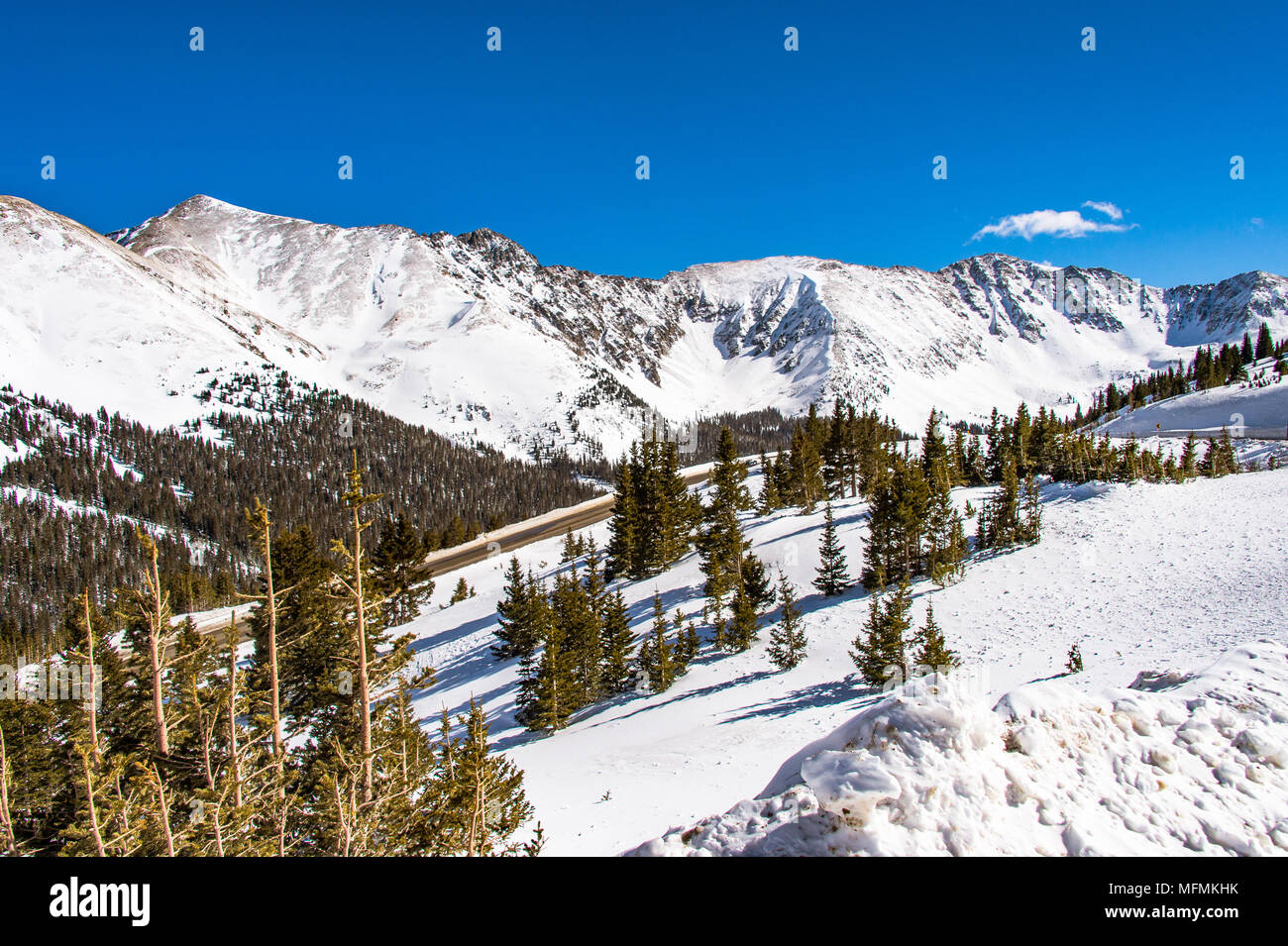 Arapahoe Basin coperto di neve in Colorado, Stati Uniti Foto Stock