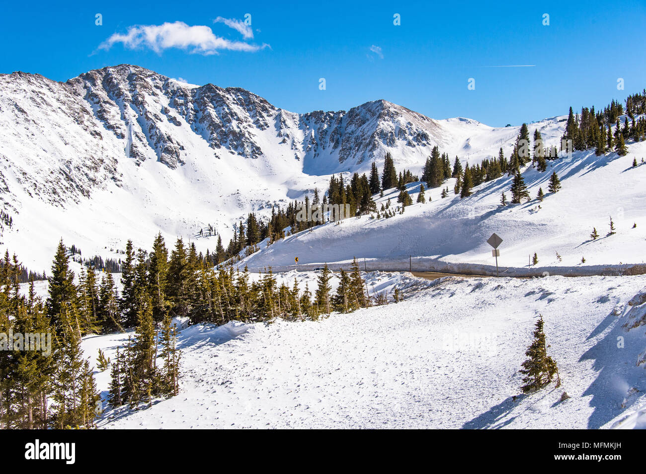 Arapahoe Basin coperto di neve in Colorado, Stati Uniti Foto Stock