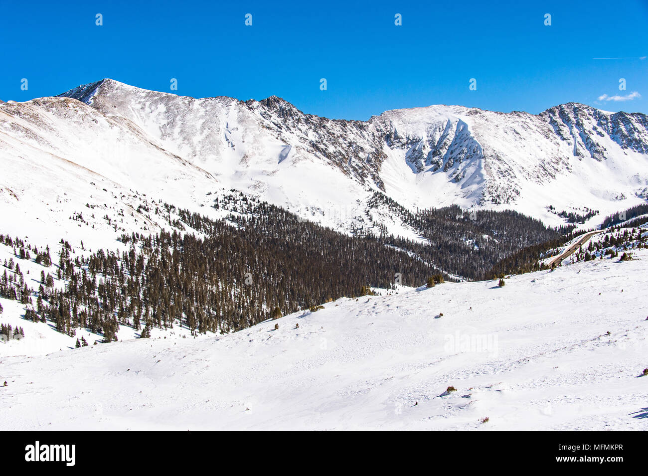 Arapahoe Basin coperto di neve in Colorado, Stati Uniti Foto Stock