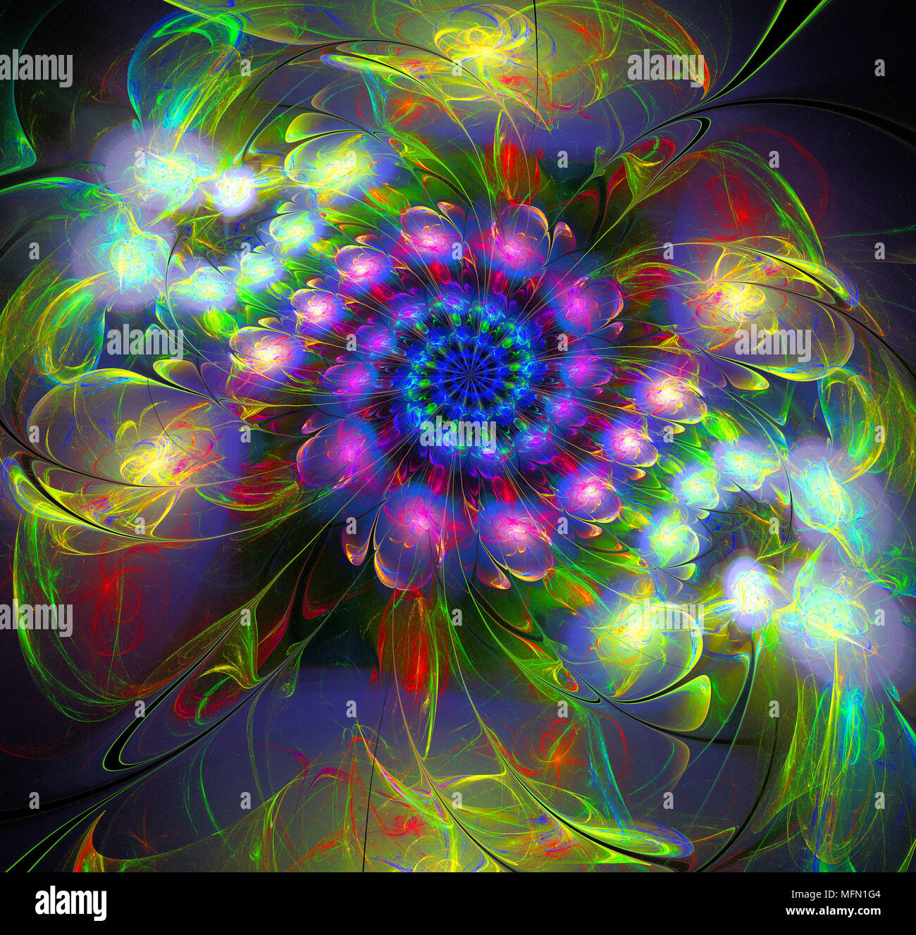 Abstract fractal futuristico pattern colorati. 3D render di un frattale. arte fantasy pattern. digital art design elemento. astratta backgroun psichedelico Foto Stock