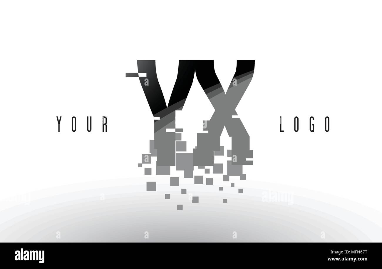 YX Y X Pixel Logo Lettera con Digital Shattered quadrati neri. Creative lettere illustrazione vettoriale. Illustrazione Vettoriale