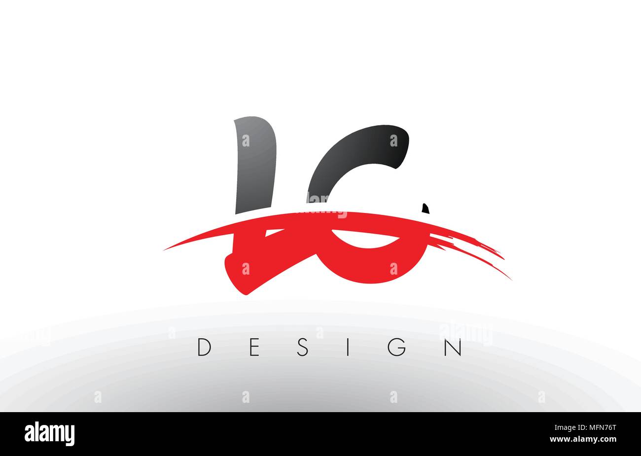 LC L C spazzola lettere Logo Design con colore rosso e nero i colori e il pennello lettera concetto. Illustrazione Vettoriale