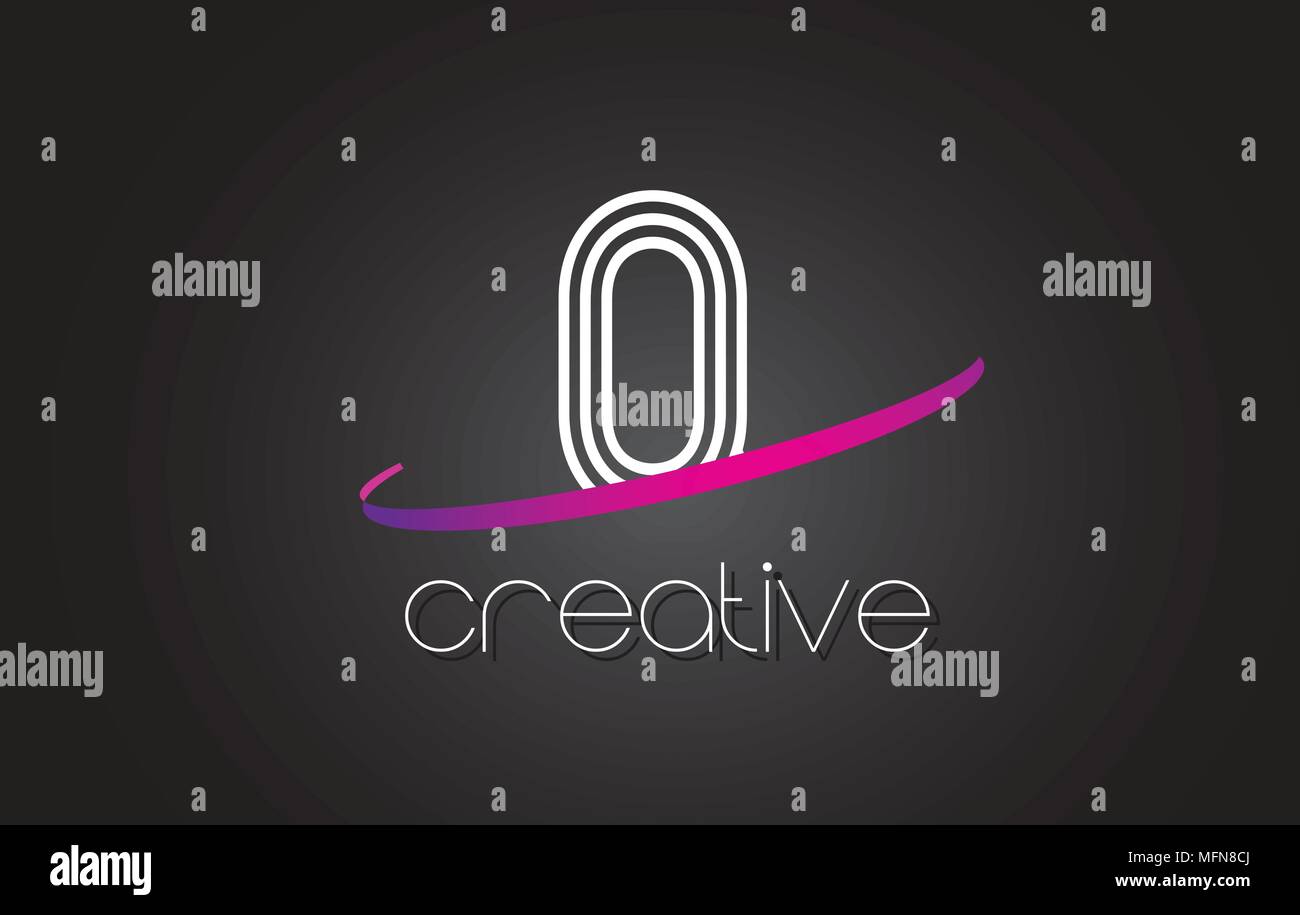 Lettera Q Logo con le linee di progettazione e Viola Swoosh lettere vettore illustrazione. Illustrazione Vettoriale