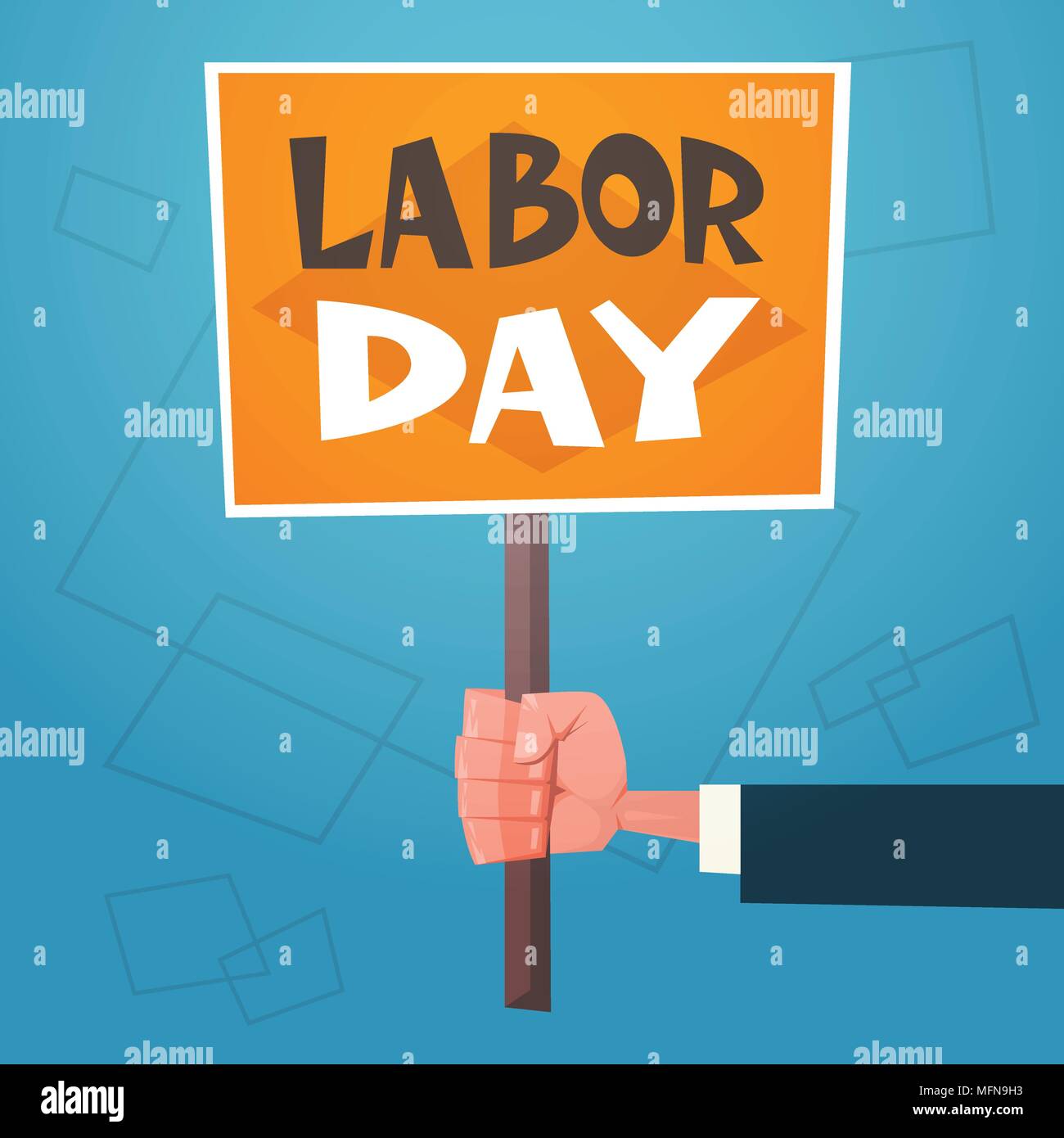 Il Labor Day Poster Retro biglietto di auguri con mano azienda Banner Illustrazione Vettoriale
