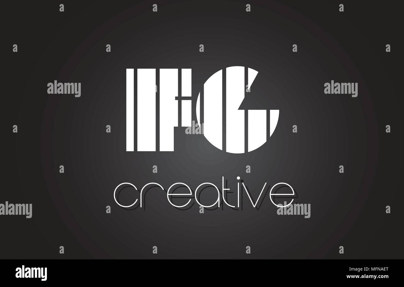 FG F G Lettera Creative Logo Design con il bianco e nero delle linee. Illustrazione Vettoriale