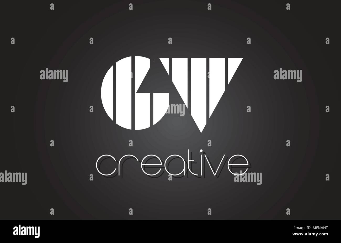 GV G V lettera Creative Logo Design con il bianco e nero delle linee. Illustrazione Vettoriale