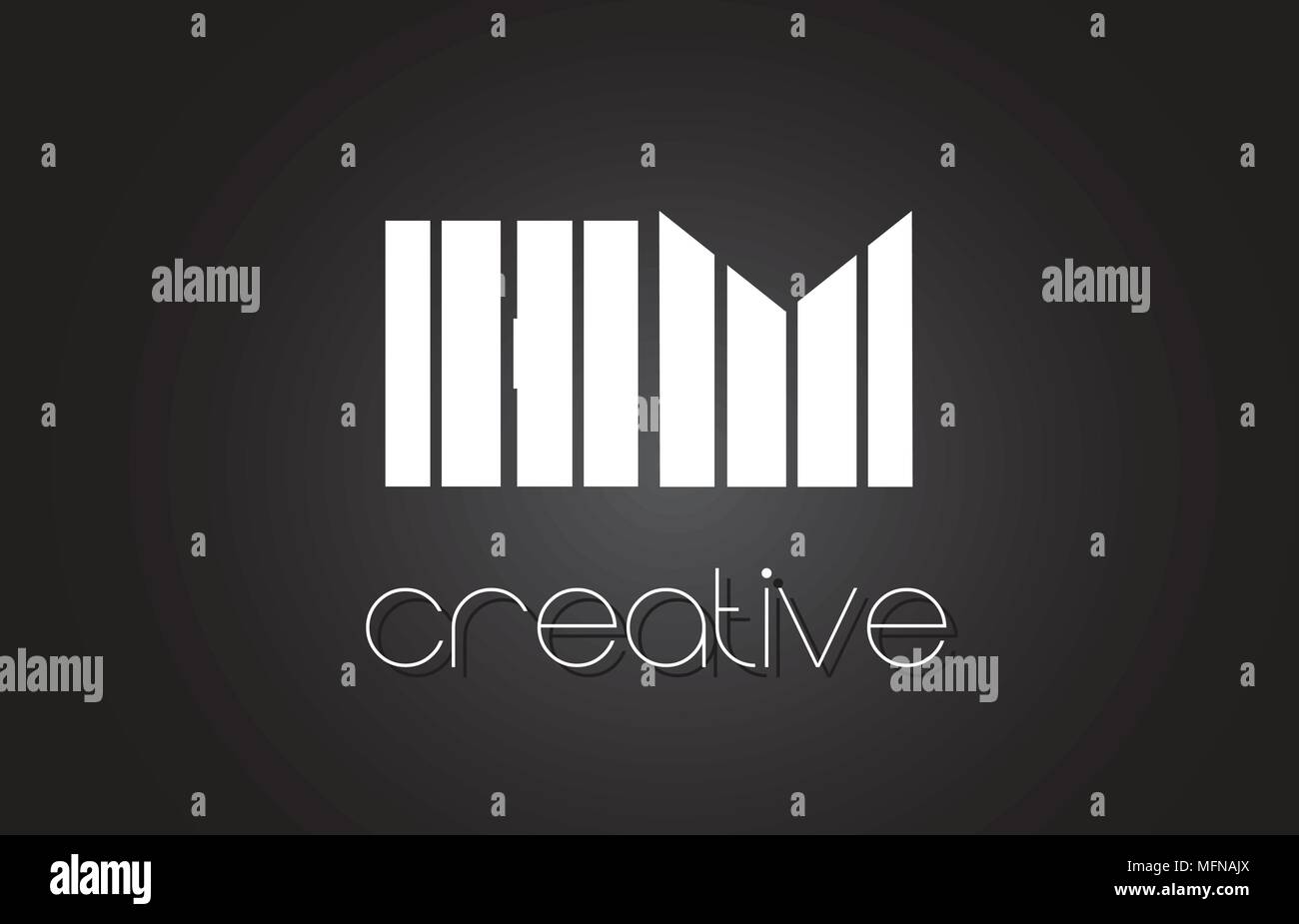 HM H M Lettera Creative Logo Design con il bianco e nero delle linee. Illustrazione Vettoriale
