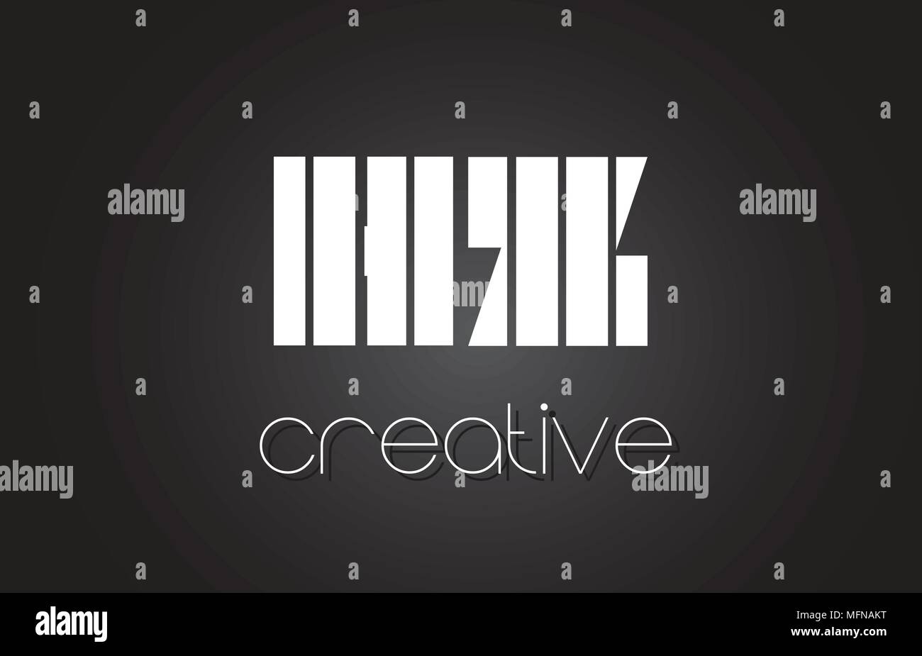 HZ H Z Lettera Creative Logo Design con il bianco e nero delle linee. Illustrazione Vettoriale