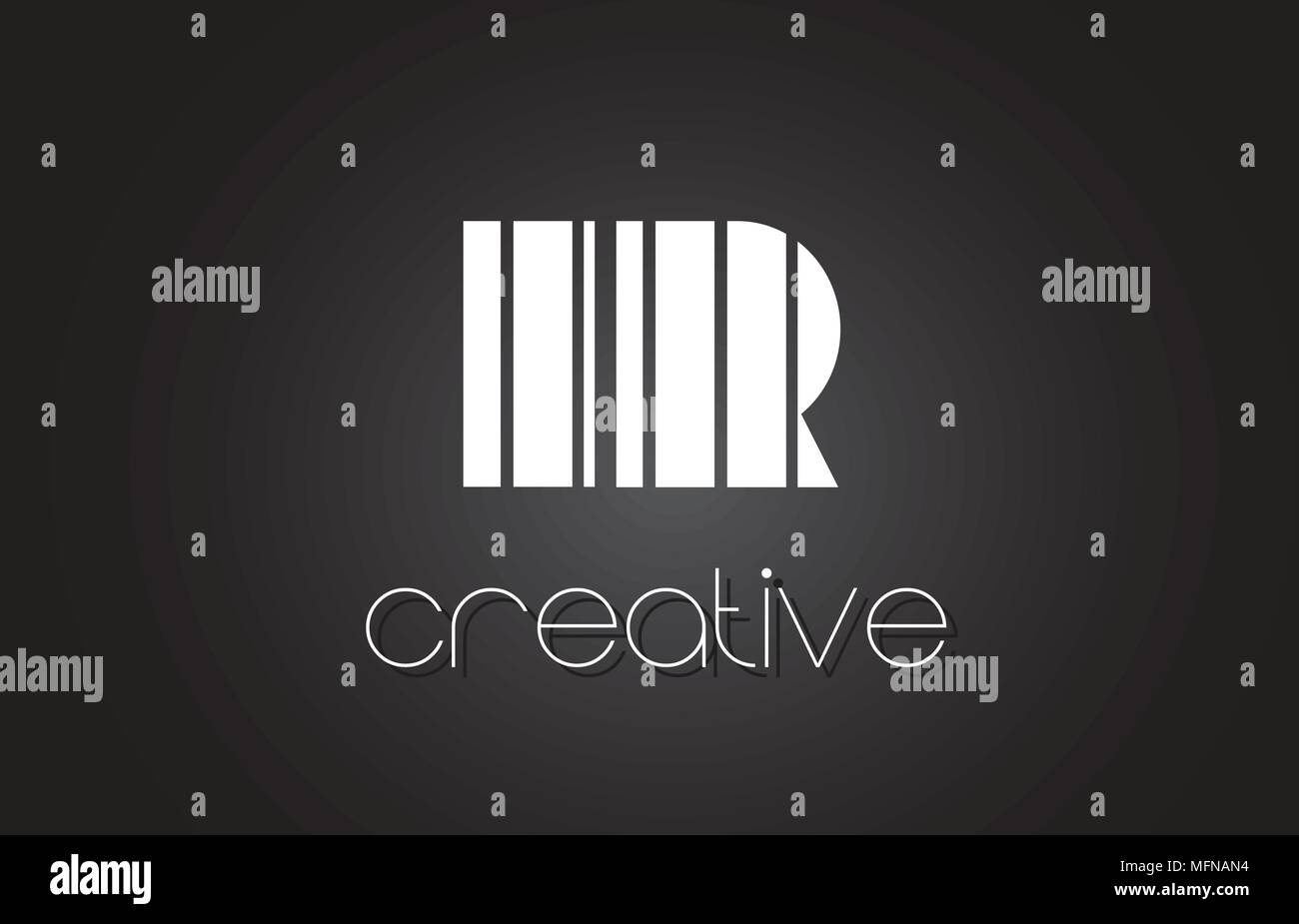 IR I R Lettera Creative Logo Design con il bianco e nero delle linee. Illustrazione Vettoriale
