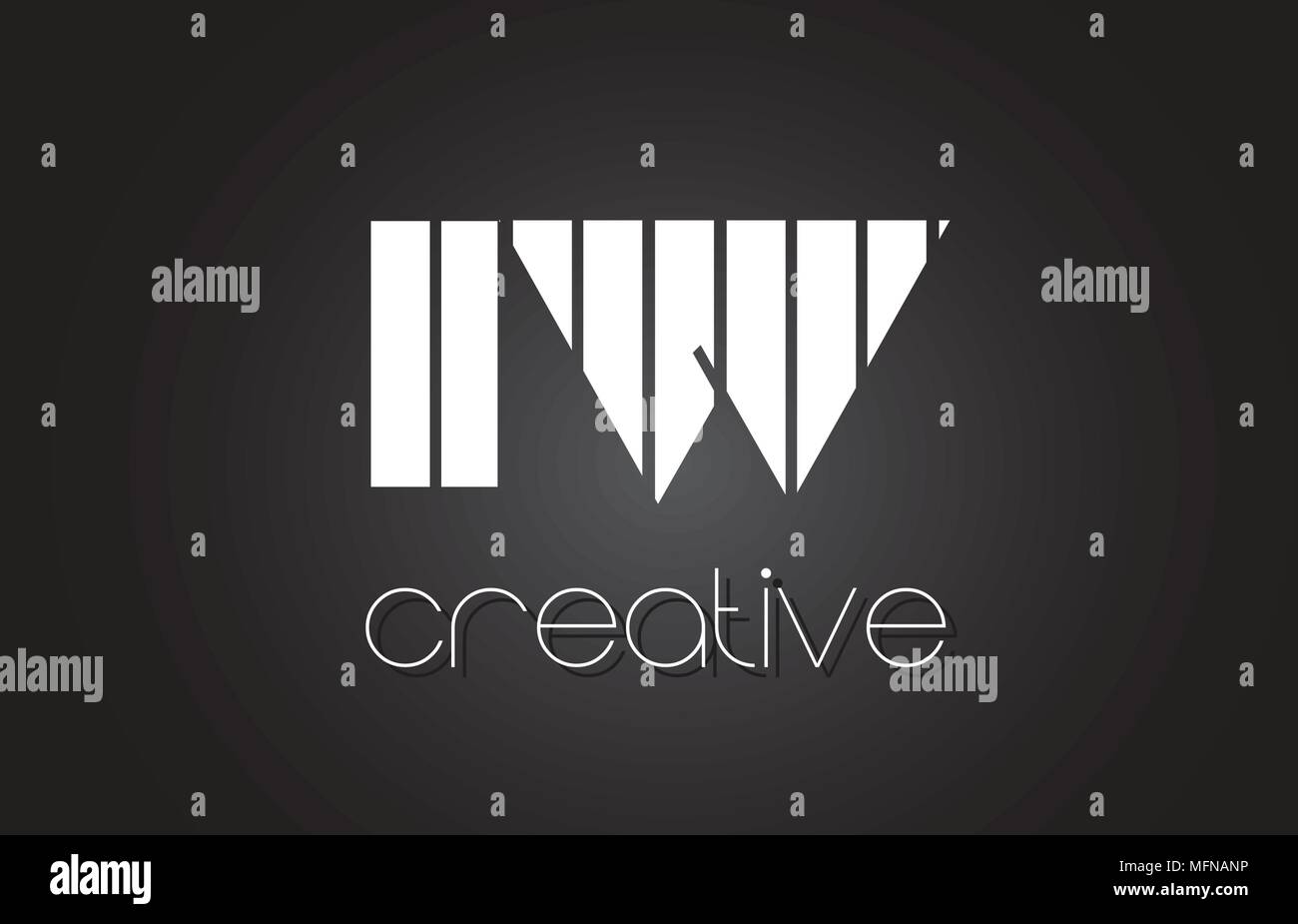 IW I W Lettera Creative Logo Design con il bianco e nero delle linee. Illustrazione Vettoriale