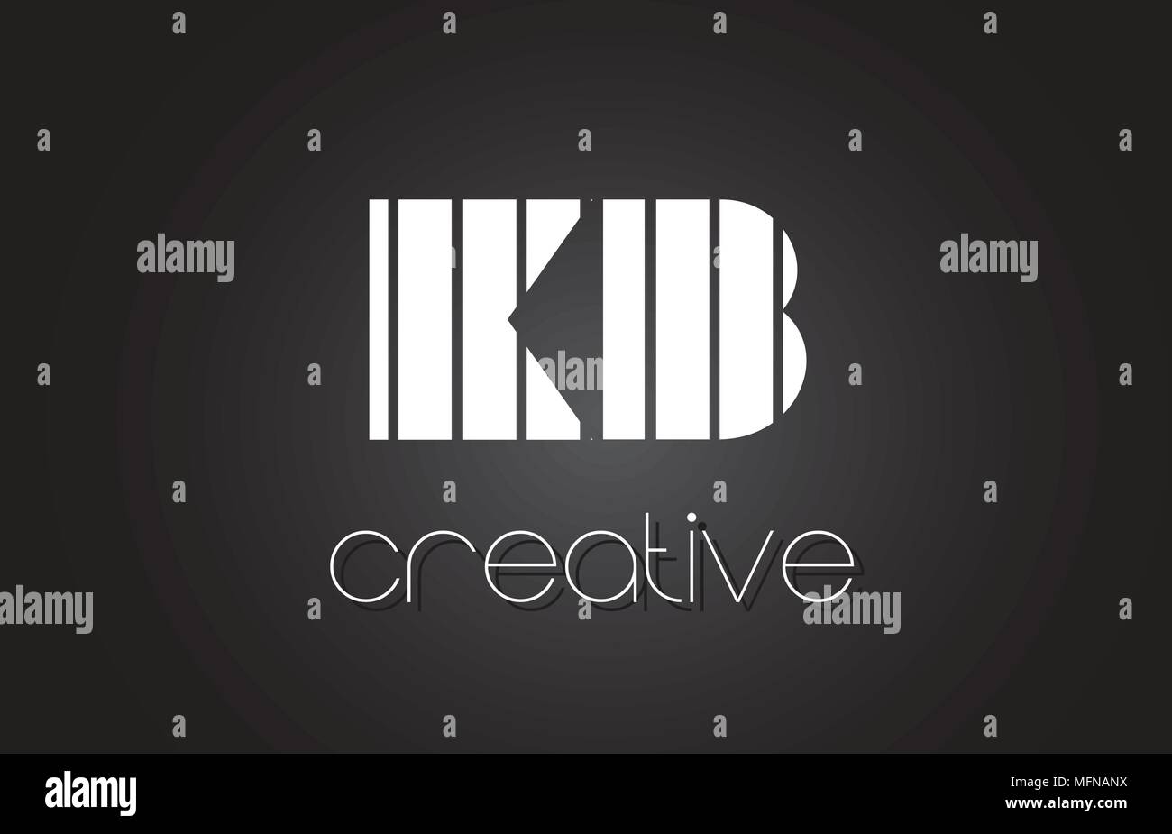 KB K B Lettera Creative Logo Design con il bianco e nero delle linee. Illustrazione Vettoriale