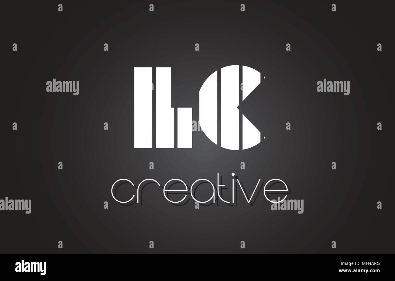 LC L C Lettera Creative Logo Design con il bianco e nero delle linee. Illustrazione Vettoriale