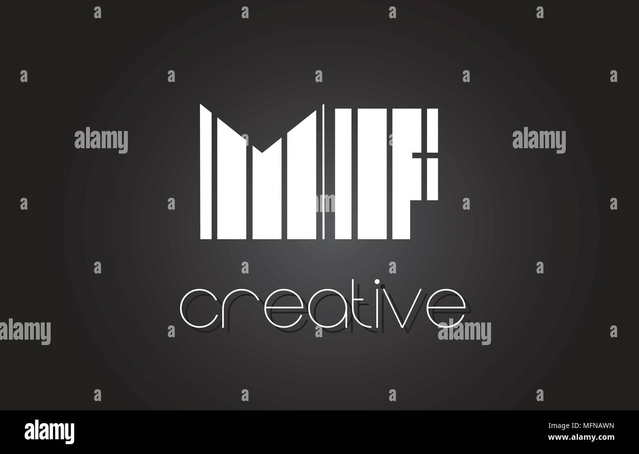 MF M F Lettera Creative Logo Design con il bianco e nero delle linee. Illustrazione Vettoriale
