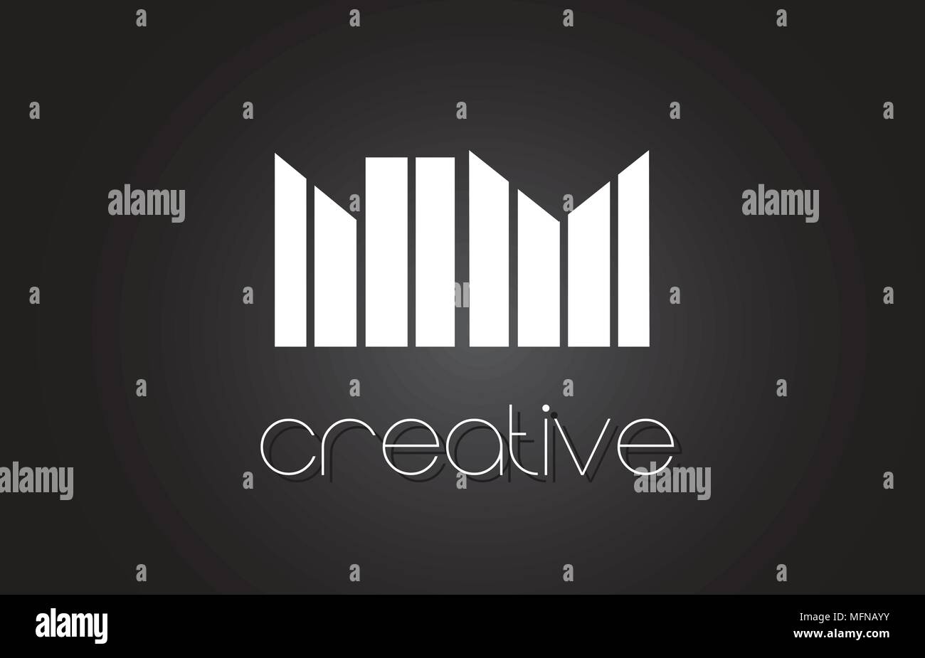 NM N M Lettera Creative Logo Design con il bianco e nero delle linee. Illustrazione Vettoriale