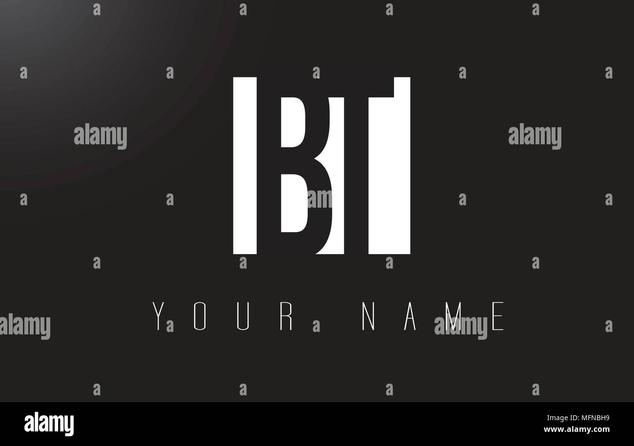 Lettera di BT con il logo in bianco e nero lettere lo spazio negativo Design. Illustrazione Vettoriale