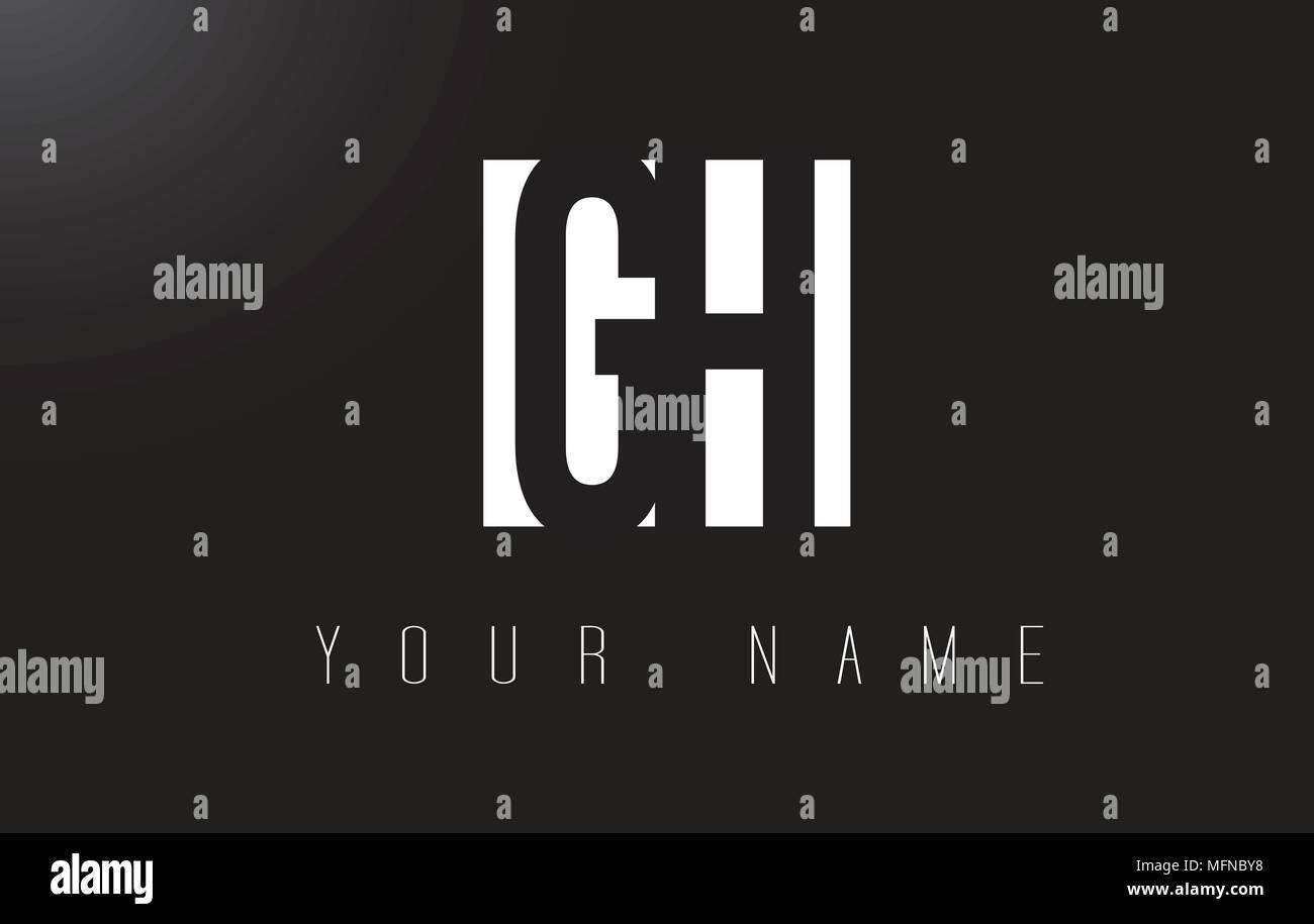 Lettera di GH con il logo in bianco e nero lettere lo spazio negativo Design. Illustrazione Vettoriale