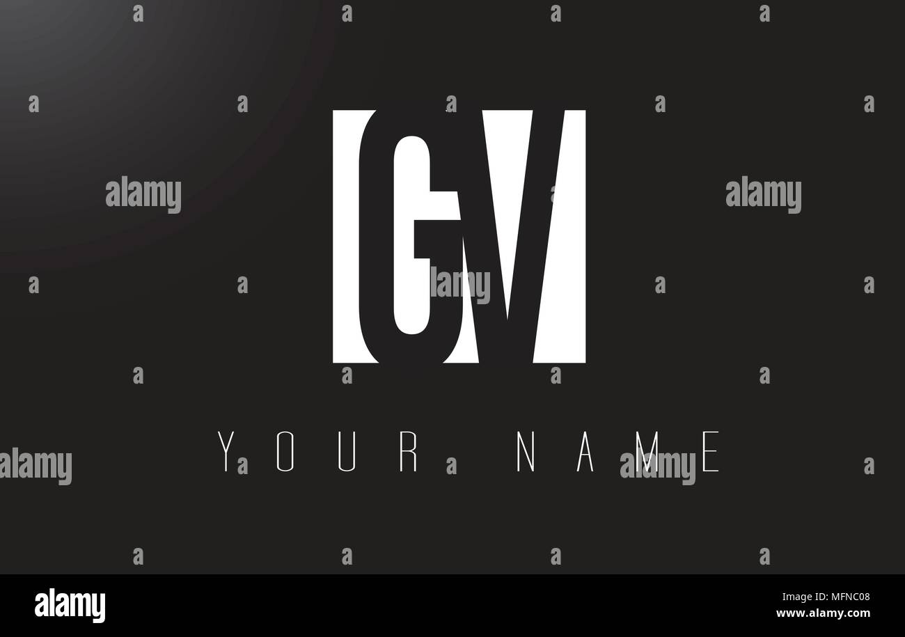 GV lettera con il logo in bianco e nero lettere lo spazio negativo Design. Illustrazione Vettoriale