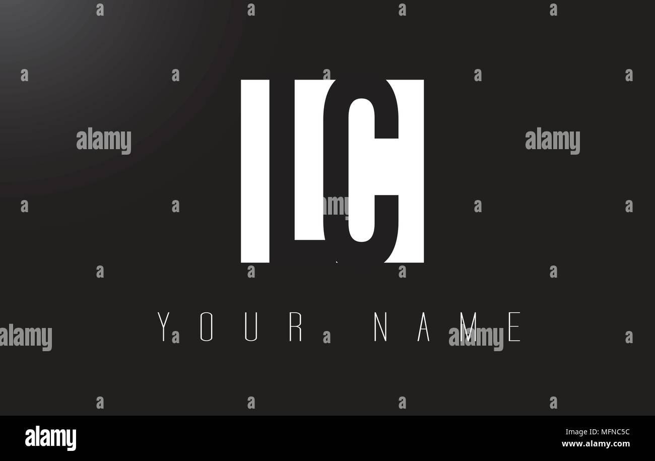 LC lettera con il logo in bianco e nero lettere lo spazio negativo Design. Illustrazione Vettoriale