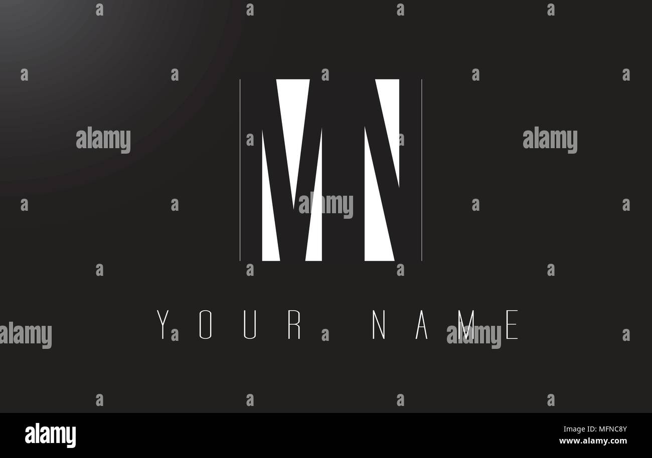 MN lettera con il logo in bianco e nero lettere lo spazio negativo Design. Illustrazione Vettoriale