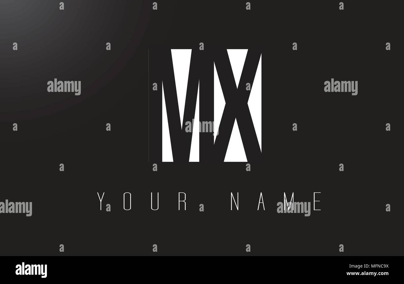 MX lettera con il logo in bianco e nero lettere lo spazio negativo Design. Illustrazione Vettoriale